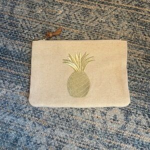 Jack Rogers Embroidered Gold Pineapple Pouch